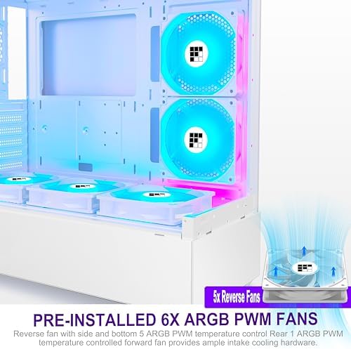 F1 PC Case   Pre Installed 6 PWM ARGB Fan  ATX Mid Tower Gaming PC Case  Type C 360mm Radiator Support  FOIFKIN  White  F1 