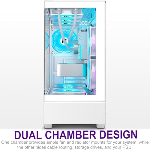 F1 PC Case   Pre Installed 6 PWM ARGB Fan  ATX Mid Tower Gaming PC Case  Type C 360mm Radiator Support  FOIFKIN  White  F1 