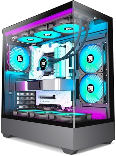F1 PC Case   Pre Installed 6 PWM ARGB Fan  ATX Mid Tower Gaming PC Case  Type C 360mm Radiator Support  FOIFKIN  Black  F1