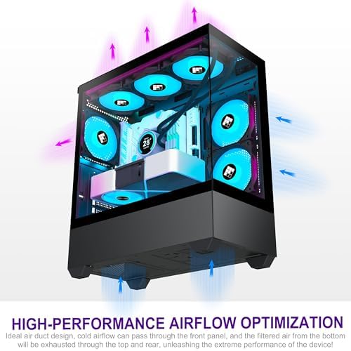 F1 PC Case   Pre Installed 6 PWM ARGB Fan  ATX Mid Tower Gaming PC Case  Type C 360mm Radiator Support  FOIFKIN  Black  F1