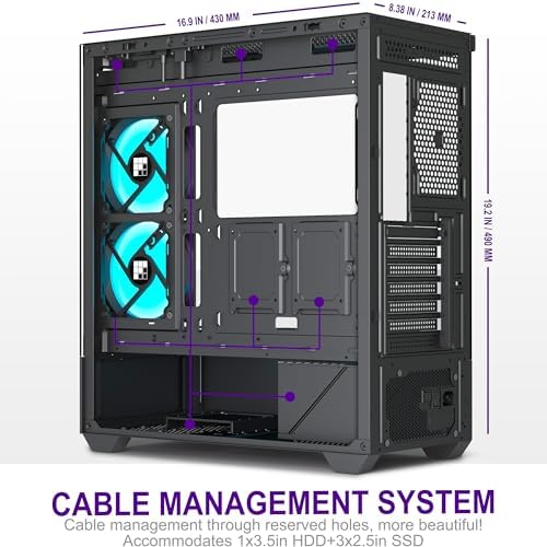 F1 PC Case   Pre Installed 6 PWM ARGB Fan  ATX Mid Tower Gaming PC Case  Type C 360mm Radiator Support  FOIFKIN  Black  F1