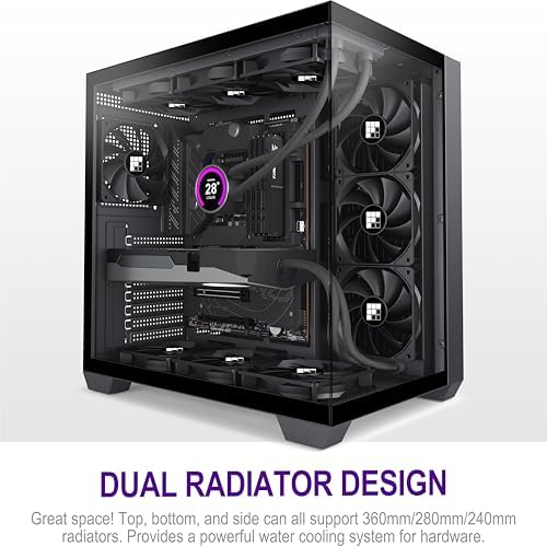 F300  2025  PC Case   Pre Installed 4 No RGB Fan  ATX Mid Tower Gaming PC Case  270  Panoramic Glass with Type C  FOIFKIN  Black 