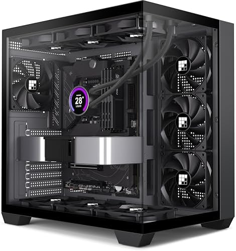 F300  2025  PC Case   Pre Installed 4 No RGB Fan  ATX Mid Tower Gaming PC Case  270  Panoramic Glass with Type C  FOIFKIN  Black 