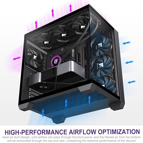 F300  2025  PC Case   Pre Installed 4 No RGB Fan  ATX Mid Tower Gaming PC Case  270  Panoramic Glass with Type C  FOIFKIN  Black 