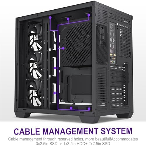 F300  2025  PC Case   Pre Installed 4 No RGB Fan  ATX Mid Tower Gaming PC Case  270  Panoramic Glass with Type C  FOIFKIN  Black 