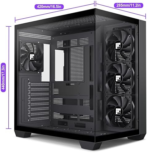 F300  2025  PC Case   Pre Installed 4 No RGB Fan  ATX Mid Tower Gaming PC Case  270  Panoramic Glass with Type C  FOIFKIN  Black 