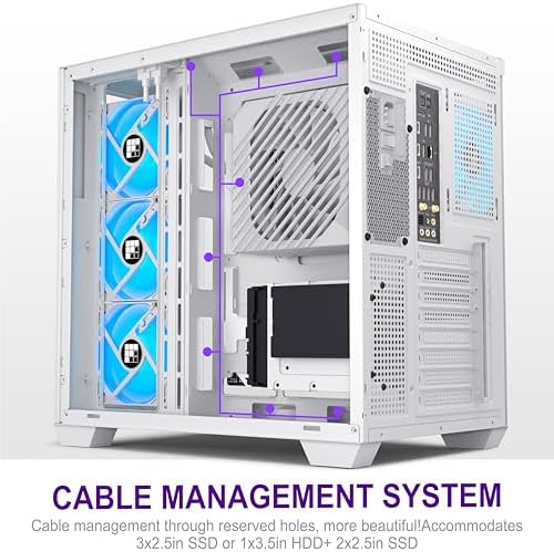 F600 PC Case   Pre Installed 7 PWM ARGB Fan  ATX Mid Tower Gaming PC Case  270  Panoramic Glass with Type C  FOIFKIN  Black  F600 