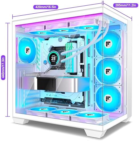 F600 PC Case   Pre Installed 7 PWM ARGB Fan  ATX Mid Tower Gaming PC Case  270  Panoramic Glass with Type C  FOIFKIN  Black  F600 