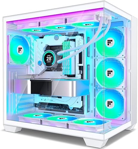 F600 PC Case   Pre Installed 7 PWM ARGB Fan  ATX Mid Tower Gaming PC Case  270  Panoramic Glass with Type C  FOIFKIN  Black  F600 