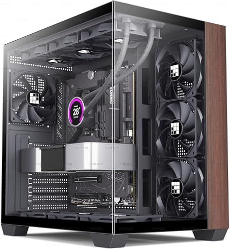 F600 PC Case   Pre Installed 7 PWM ARGB Fan  ATX Mid Tower Gaming PC Case  270  Panoramic Glass with Type C  FOIFKIN  Black  F600 
