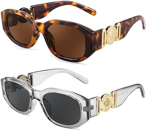 FEISEDY Gafas de sol rectangulares retro de moda para mujer y hombre, estilo vintage de los años 90, pequeñas gafas de sol cuadradas estrechas B2322