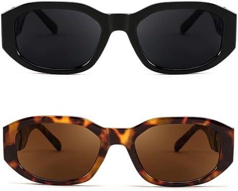FEISEDY Gafas de sol rectangulares retro de moda para mujer y hombre, estilo vintage de los años 90, pequeñas gafas de sol cuadradas estrechas B2322