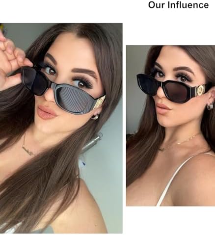 FEISEDY Gafas de sol rectangulares retro de moda para mujer y hombre, estilo vintage de los años 90, pequeñas gafas de sol cuadradas estrechas B2322