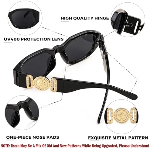 FEISEDY Gafas de sol rectangulares retro de moda para mujer y hombre, estilo vintage de los años 90, pequeñas gafas de sol cuadradas estrechas B2322