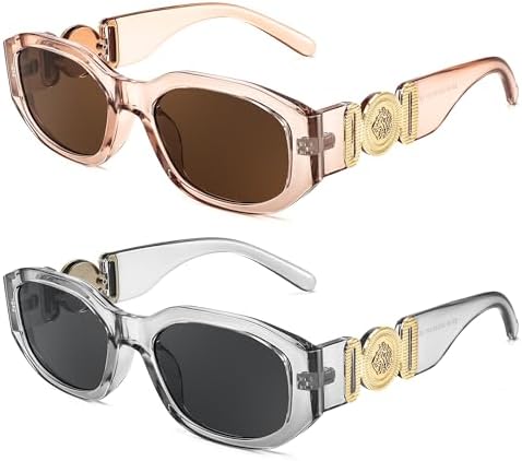 FEISEDY Gafas de sol rectangulares retro de moda para mujer y hombre, estilo vintage de los años 90, pequeñas gafas de sol cuadradas estrechas B2322