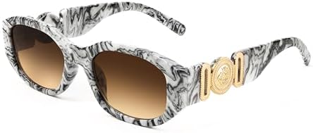 FEISEDY Gafas de sol rectangulares retro de moda para mujer y hombre, estilo vintage de los años 90, pequeñas gafas de sol cuadradas estrechas B2322