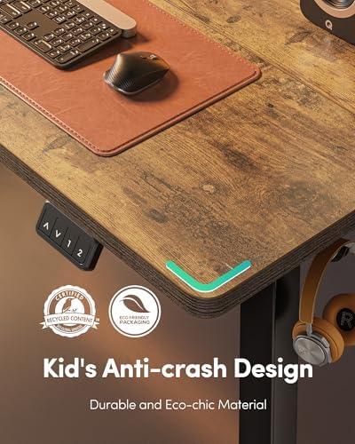 FEZIBO Electric Standing Desk  48 x 24 Inches Height Adjustable Stand up Desk  Sit Stand Home Office Desk  Computer Workstation  Vintage Brown