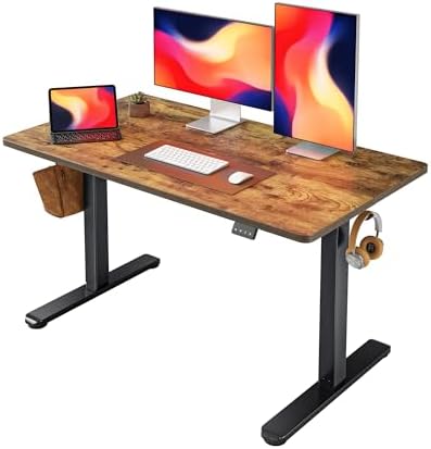 FEZIBO Electric Standing Desk  48 x 24 Inches Height Adjustable Stand up Desk  Sit Stand Home Office Desk  Computer Workstation  Vintage Brown