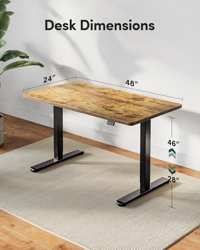 FEZIBO Electric Standing Desk  48 x 24 Inches Height Adjustable Stand up Desk  Sit Stand Home Office Desk  Computer Workstation  Vintage Brown