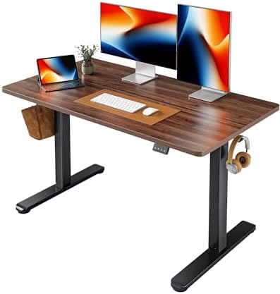 FEZIBO Electric Standing Desk  48 x 24 Inches Height Adjustable Stand up Desk  Sit Stand Home Office Desk  Computer Workstation  Vintage Brown