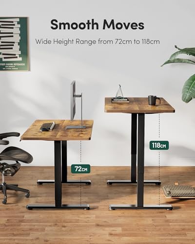 FEZIBO Electric Standing Desk  48 x 24 Inches Height Adjustable Stand up Desk  Sit Stand Home Office Desk  Computer Workstation  Vintage Brown