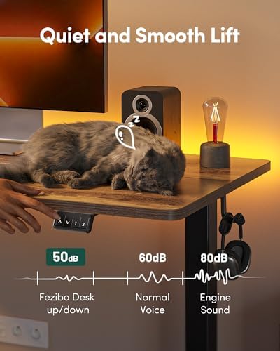 FEZIBO Electric Standing Desk  48 x 24 Inches Height Adjustable Stand up Desk  Sit Stand Home Office Desk  Computer Workstation  Vintage Brown