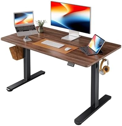 FEZIBO Electric Standing Desk  48 x 24 Inches Height Adjustable Stand up Desk  Sit Stand Home Office Desk  Computer Workstation  Vintage Brown