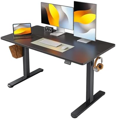 FEZIBO Electric Standing Desk  48 x 24 Inches Height Adjustable Stand up Desk  Sit Stand Home Office Desk  Computer Workstation  Vintage Brown
