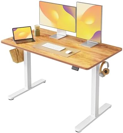 FEZIBO Electric Standing Desk  48 x 24 Inches Height Adjustable Stand up Desk  Sit Stand Home Office Desk  Computer Workstation  Vintage Brown