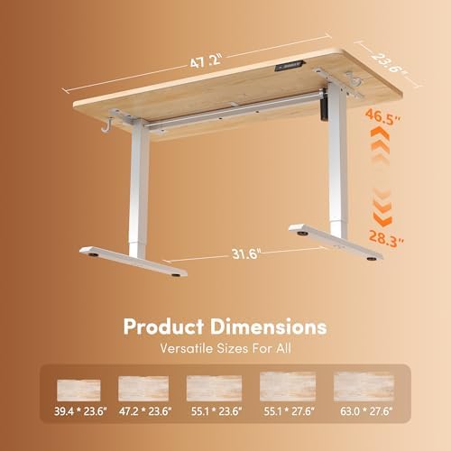 FEZIBO Standing Desk  48   24 Inches Electric Height Adjustable  Sit and Stand Up  Computer Office Desk with Splice Board  White Frame/Maple TOP