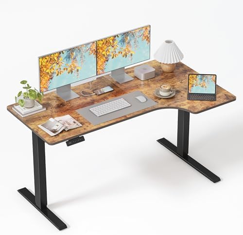 FEZIBO Standing Desk  48   24 Inches Electric Height Adjustable  Sit and Stand Up  Computer Office Desk with Splice Board  White Frame/Maple TOP