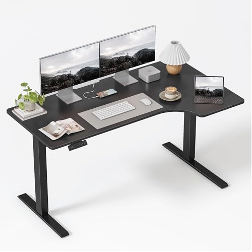 FEZIBO Standing Desk  48   24 Inches Electric Height Adjustable  Sit and Stand Up  Computer Office Desk with Splice Board  White Frame/Maple TOP