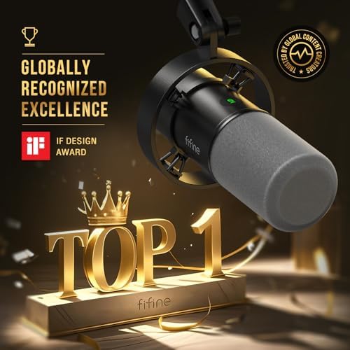 FIFINE Dynamic Microphone  XLR/USB Podcast Recording PC Microphone for Vocal Voice Over Streaming  Studio Metal Mic with Mute  Headphone Jack  Monitoring Volume Control  Windscreen Amplitank K688