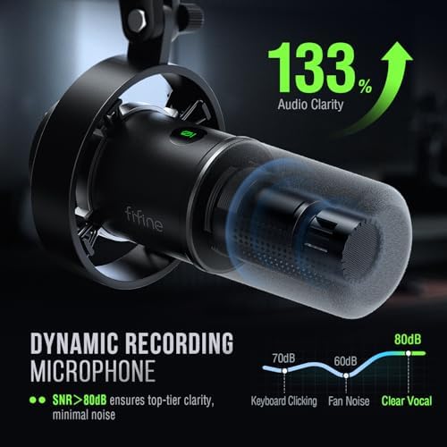 FIFINE Dynamic Microphone  XLR/USB Podcast Recording PC Microphone for Vocal Voice Over Streaming  Studio Metal Mic with Mute  Headphone Jack  Monitoring Volume Control  Windscreen Amplitank K688