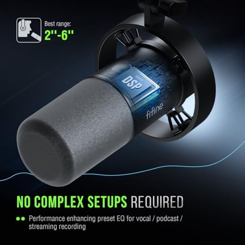 FIFINE Dynamic Microphone  XLR/USB Podcast Recording PC Microphone for Vocal Voice Over Streaming  Studio Metal Mic with Mute  Headphone Jack  Monitoring Volume Control  Windscreen Amplitank K688