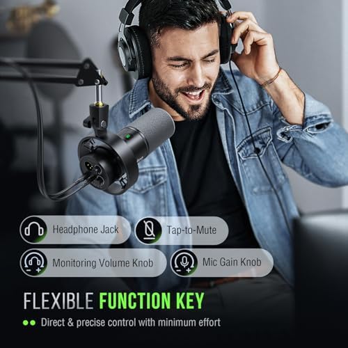 FIFINE Dynamic Microphone  XLR/USB Podcast Recording PC Microphone for Vocal Voice Over Streaming  Studio Metal Mic with Mute  Headphone Jack  Monitoring Volume Control  Windscreen Amplitank K688