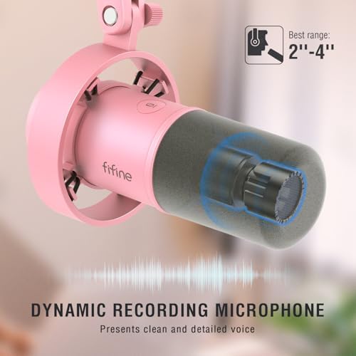 FIFINE Dynamic Microphone  XLR/USB Podcast Recording PC Microphone for Vocal Voice Over Streaming  Studio Metal Mic with Mute  Headphone Jack  Monitoring Volume Control  Windscreen Amplitank K688