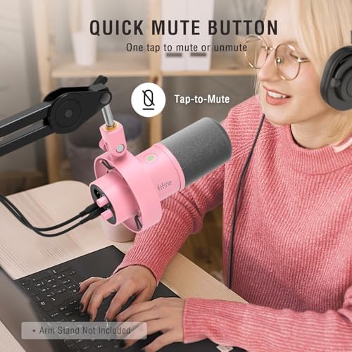 FIFINE Dynamic Microphone  XLR/USB Podcast Recording PC Microphone for Vocal Voice Over Streaming  Studio Metal Mic with Mute  Headphone Jack  Monitoring Volume Control  Windscreen Amplitank K688