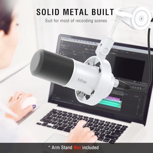 FIFINE Dynamic Microphone  XLR/USB Podcast Recording PC Microphone for Vocal Voice Over Streaming  Studio Metal Mic with Mute  Headphone Jack  Monitoring Volume Control  Windscreen Amplitank K688