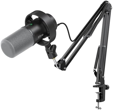 FIFINE K688 Podcast Microphone Kit  USB/XLR Dynamic Microphone with Boom Arm for PC/XLR Mixer  Gaming Mic with Mute Button  Headphone Jack for Vocal  Voice Over  Streaming  Music Recording  K688CT