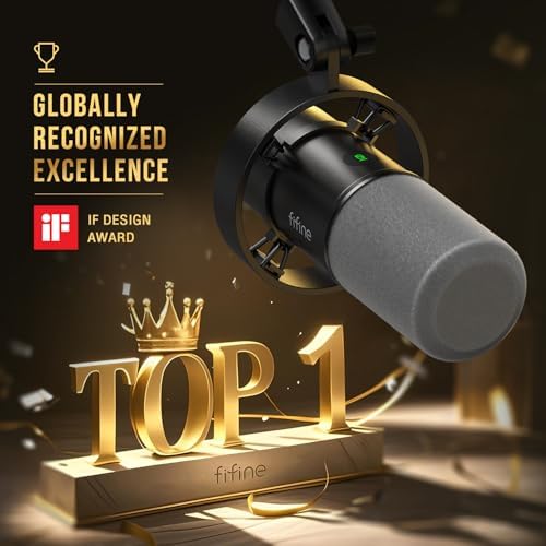 FIFINE K688 Podcast Microphone Kit  USB/XLR Dynamic Microphone with Boom Arm for PC/XLR Mixer  Gaming Mic with Mute Button  Headphone Jack for Vocal  Voice Over  Streaming  Music Recording  K688CT