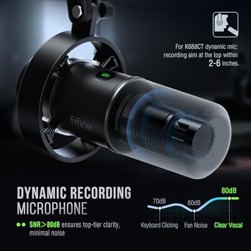 FIFINE K688 Podcast Microphone Kit  USB/XLR Dynamic Microphone with Boom Arm for PC/XLR Mixer  Gaming Mic with Mute Button  Headphone Jack for Vocal  Voice Over  Streaming  Music Recording  K688CT
