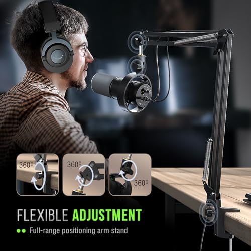FIFINE K688 Podcast Microphone Kit  USB/XLR Dynamic Microphone with Boom Arm for PC/XLR Mixer  Gaming Mic with Mute Button  Headphone Jack for Vocal  Voice Over  Streaming  Music Recording  K688CT