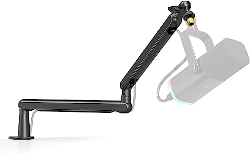 FIFINE Microphone Boom Arm  Low Profile Adjustable Stick Microphone Arm Stand with Desk Mount Clamp  Screw Adapter  Cable Management  for Podcast Streaming Gaming Studio BM88