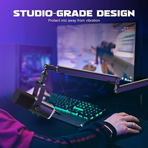 FIFINE Microphone Boom Arm  Low Profile Adjustable Stick Microphone Arm Stand with Desk Mount Clamp  Screw Adapter  Cable Management  for Podcast Streaming Gaming Studio BM88