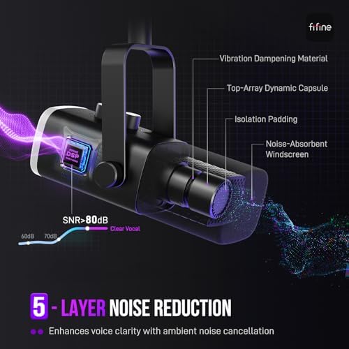 FIFINE USB/XLR Dynamic Microphone for Podcast Recording  PC Computer Gaming Streaming Mic with RGB Light  Mute Button  Headphones Jack  Desktop Stand  Vocal Mic for Singing YouTube AmpliGame AM8