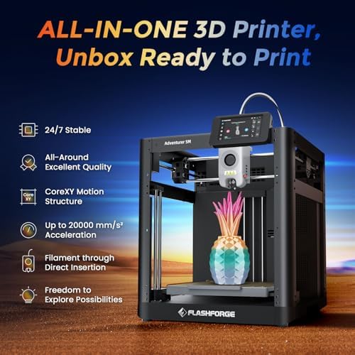 FLASHFORGE 3D Printer AD5M  1 Click Full Auto Calibration 600mm/s Fast Printing  CoreXY High Speed Precision with Every Layer  3S Quick Swap Nozzle  Customizable Enclosure  Build Volume 220 220 220mm