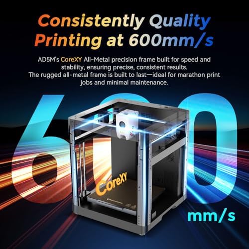 FLASHFORGE 3D Printer AD5M  1 Click Full Auto Calibration 600mm/s Fast Printing  CoreXY High Speed Precision with Every Layer  3S Quick Swap Nozzle  Customizable Enclosure  Build Volume 220 220 220mm
