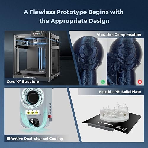 FLASHFORGE AD5M 3D Printer Fully Auto Calibration Print with 1 Click Max 600mm/s Speed  All Metal CoreXY Structure Precise Printing  Easy Maintenance Quick Swap Nozzle  Print Size 220x220x220mm