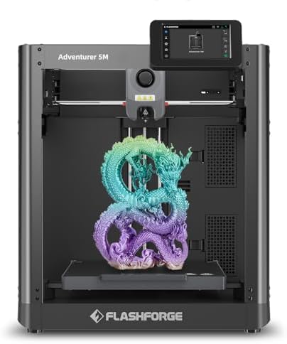 FLASHFORGE AD5M 3D Printer 600mm/s High Speed CoreXY Printer 1 Click Auto Leveling  220x220x220mm Build Volume Direct Drive Extruder Quick Swap Nozzle Ideal for Rapid Prototyping&DIY 3D Printing